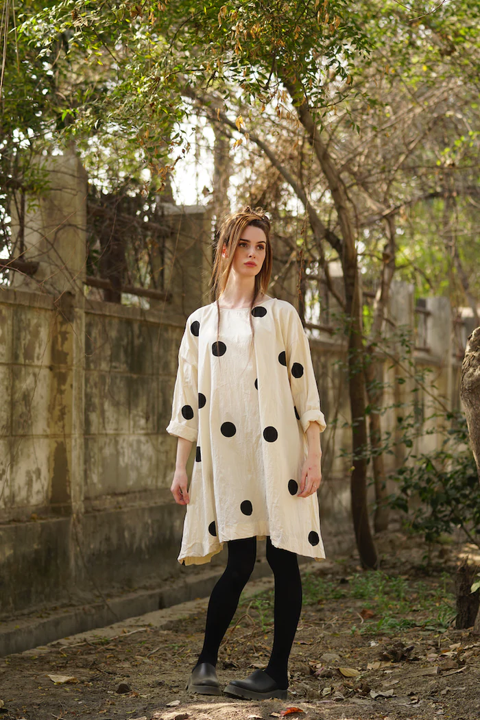 MEG BY DESIGN DOMINIQUE DRESS COTTON TWILL Black Polka Dot Sterling Belle